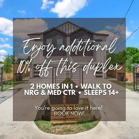 2 Homes In 1 Duplex Walk To Nrg And Med Ctr Sleeps 14-20